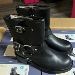 NWT Black Ankle Boots with Buckle Detail Size 8